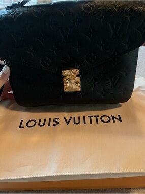 Louis Vuitton Métis Black Monogram Embossed Crossbody Bag with Gold Hardware